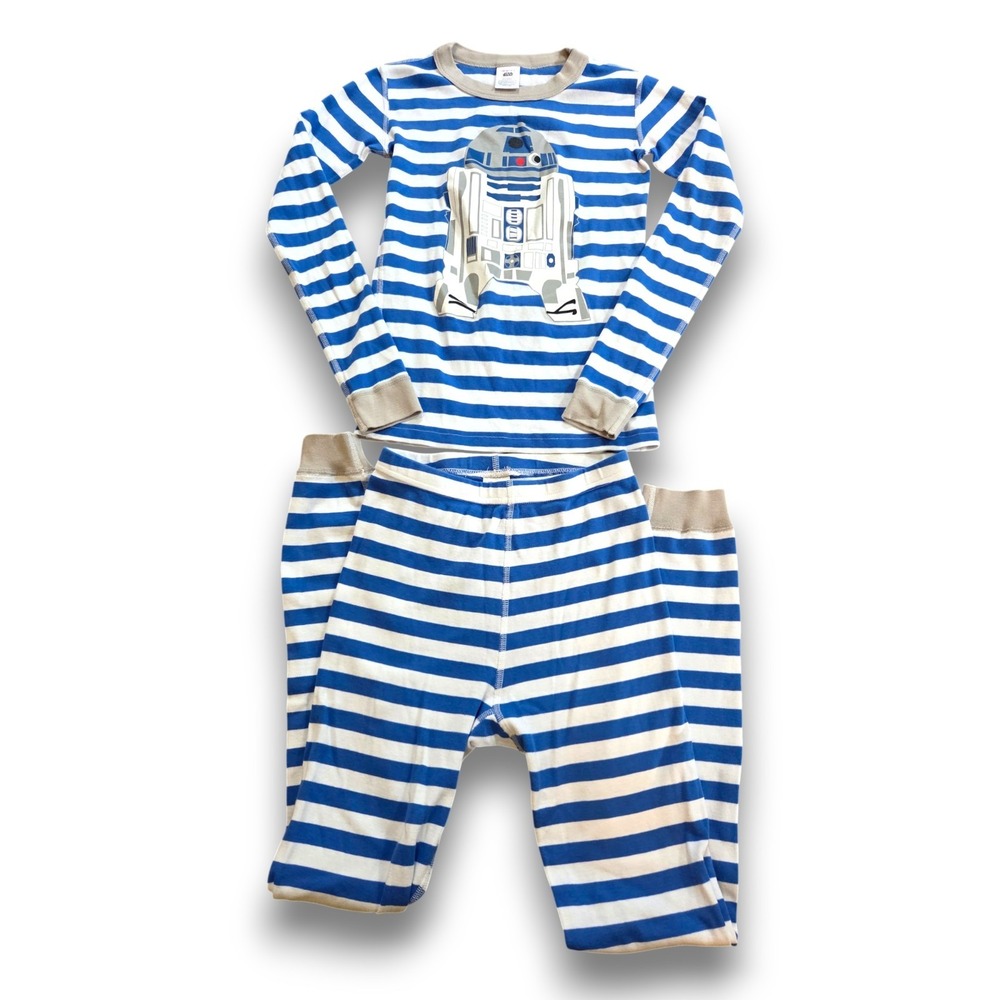 Hanna Andersson Star Wars R2D2 Blue Stripe Long John Pajamas Kids Boys 150 US 12